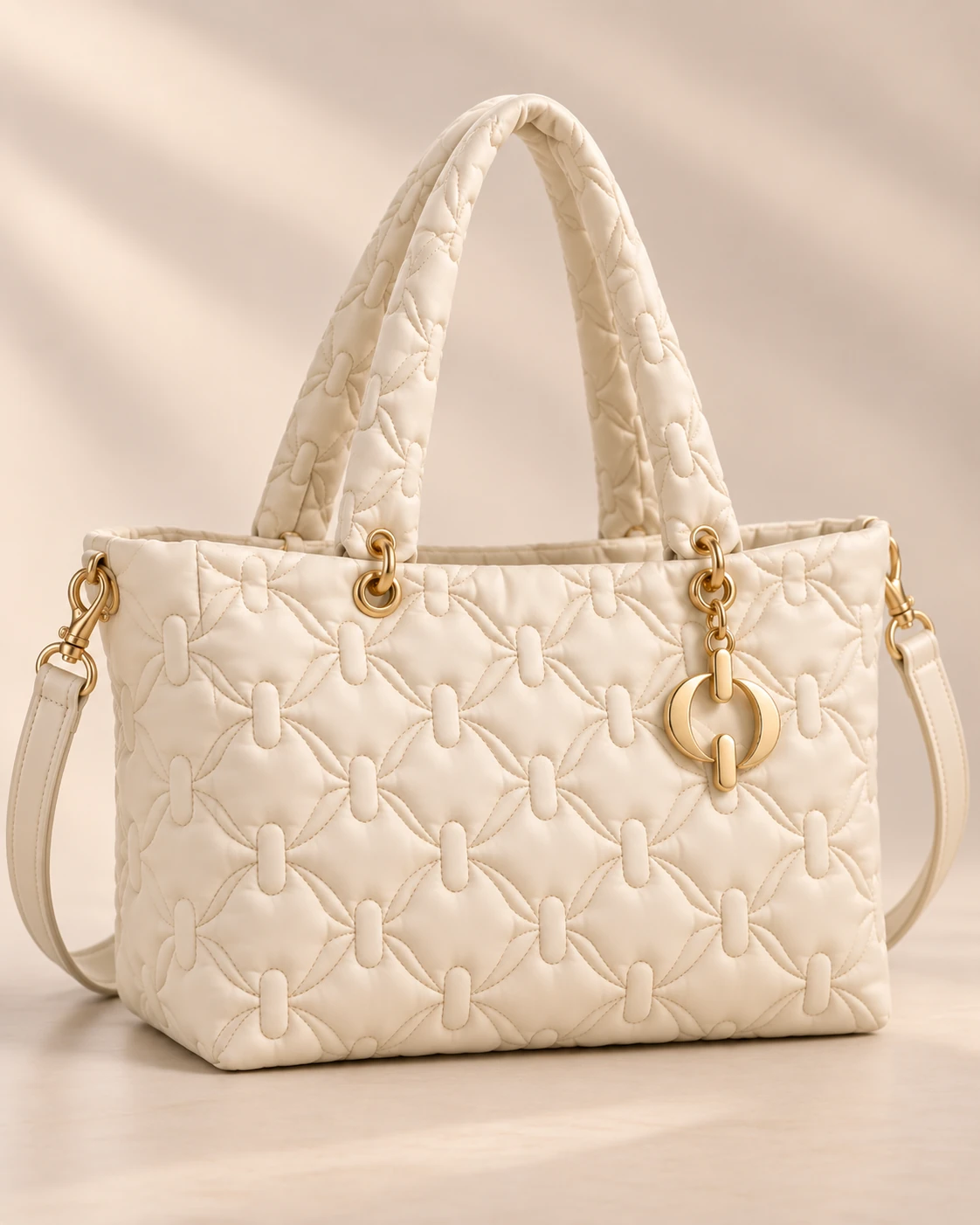 The Everyday Tote — Ivory, Signature quilting