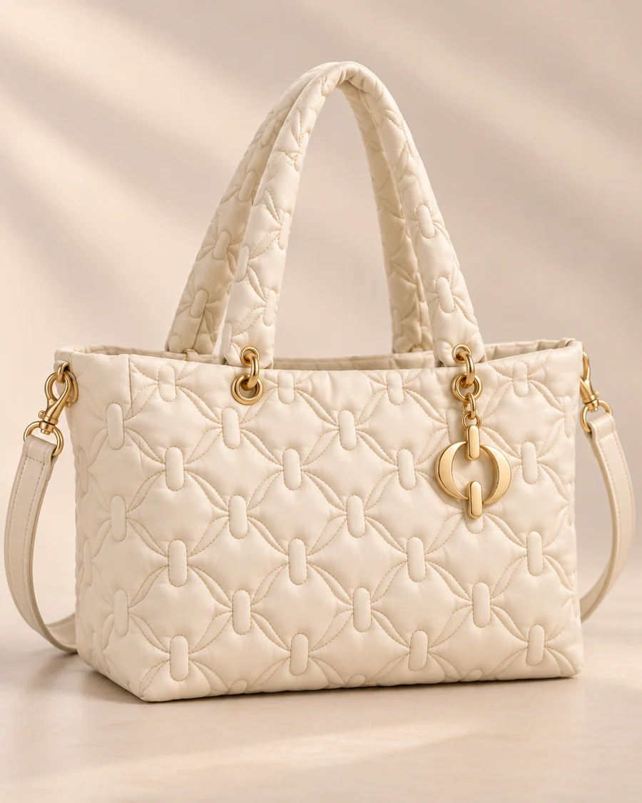 The Everyday Tote — Ivory, Signature quilting