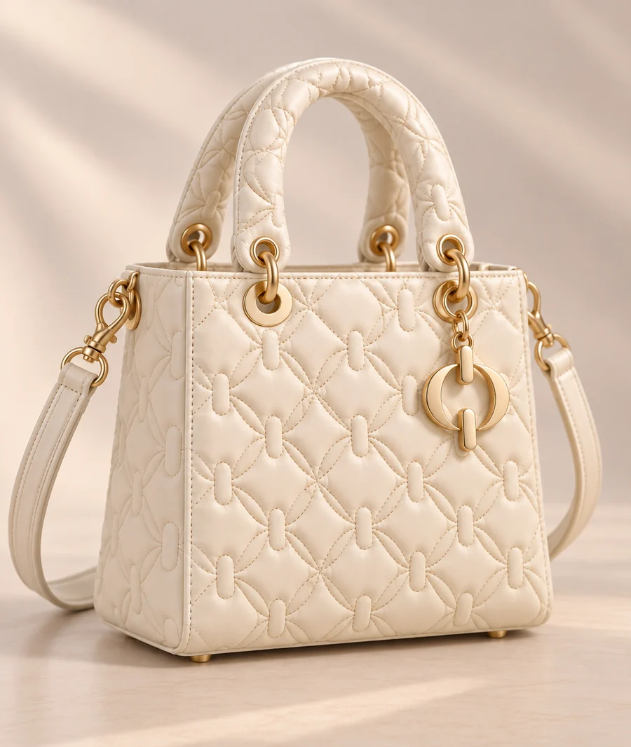 The Top Handle — Ivory, Signature quilting